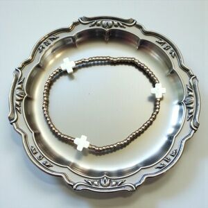 Chic Beaded Bracelet with White Cross Accents